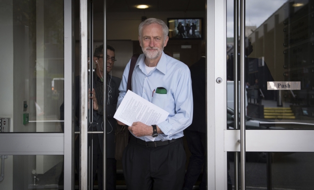 Contender for leader of Britain's Labour party Jeremy Corbyn outside his campaign headquarters in north London (Photo: AP) Contender for leader of Britain's Labour party Jeremy Corbyn outside his campaign headquarters in north London (Photo: AP)